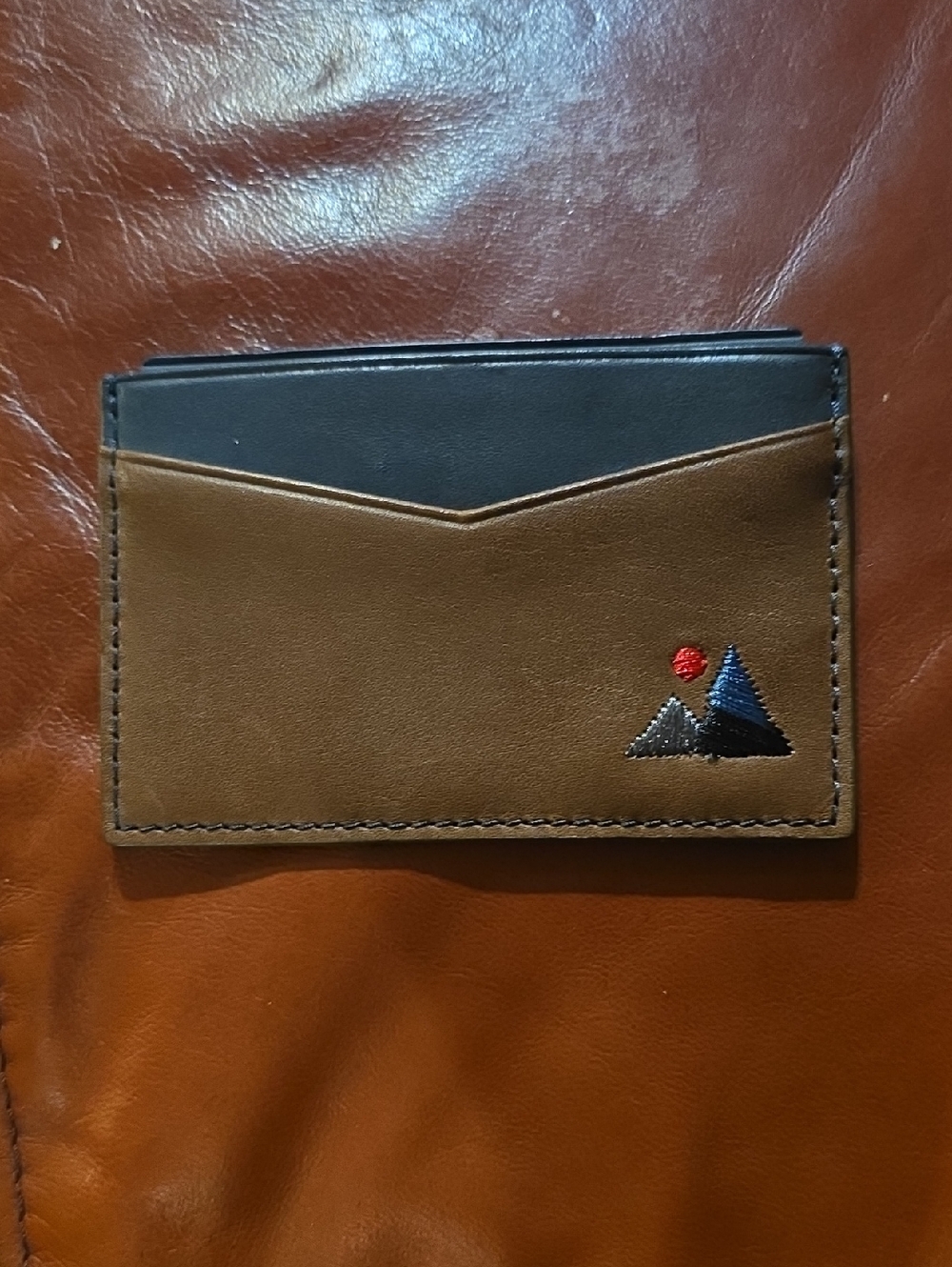 Men's Fossil Leather Card Holder Wallet - Brown/Black